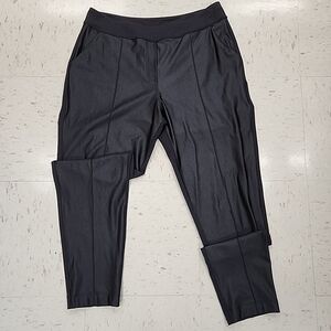 lululemon athletica Black Pull-On High Rise Tuck Pants Shiny with Piping Size 10
